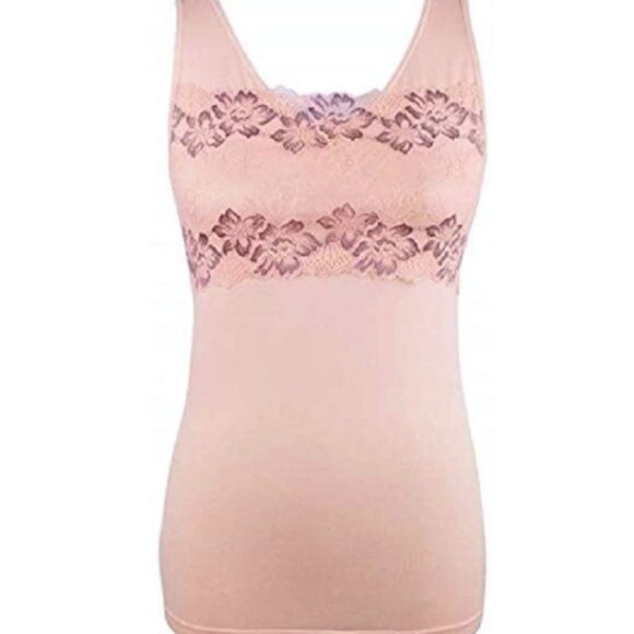 Rhonda Shear Lace Overlay Tank w/Shelf Braa XL - Picture 5 of 7